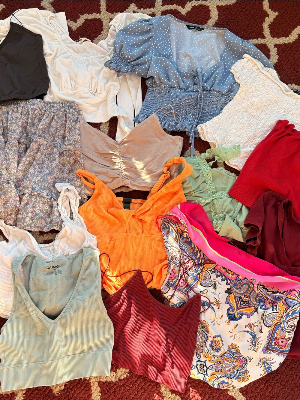 14 assorted tops -Garage, Brandy, PacSun and various other name brands.